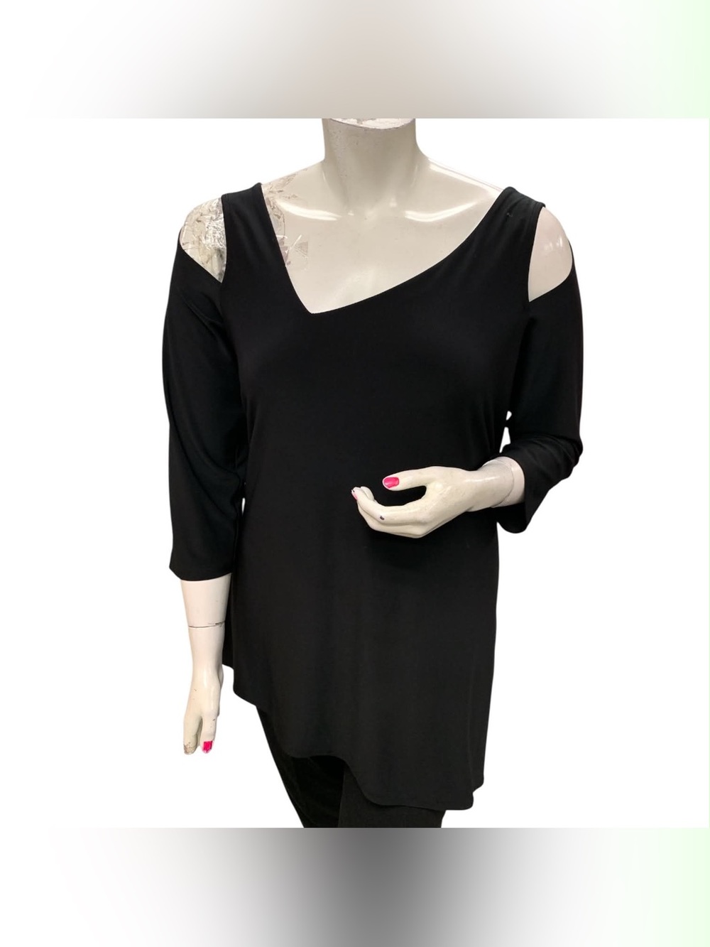 Sympli Canada Black Cold-Shoulder Asymmetrical Tunic Size Xl